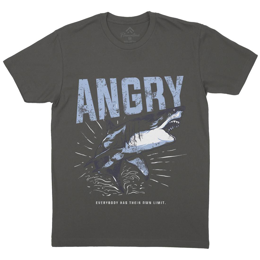Angry Shark Mens Crew Neck T-Shirt Fishing B679
