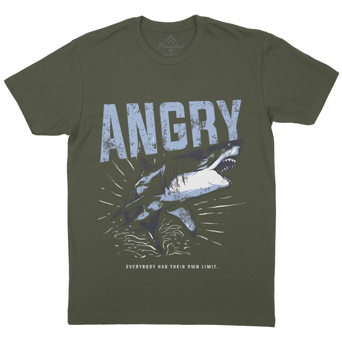 Angry Shark Mens Organic Crew Neck T-Shirt Fishing B679
