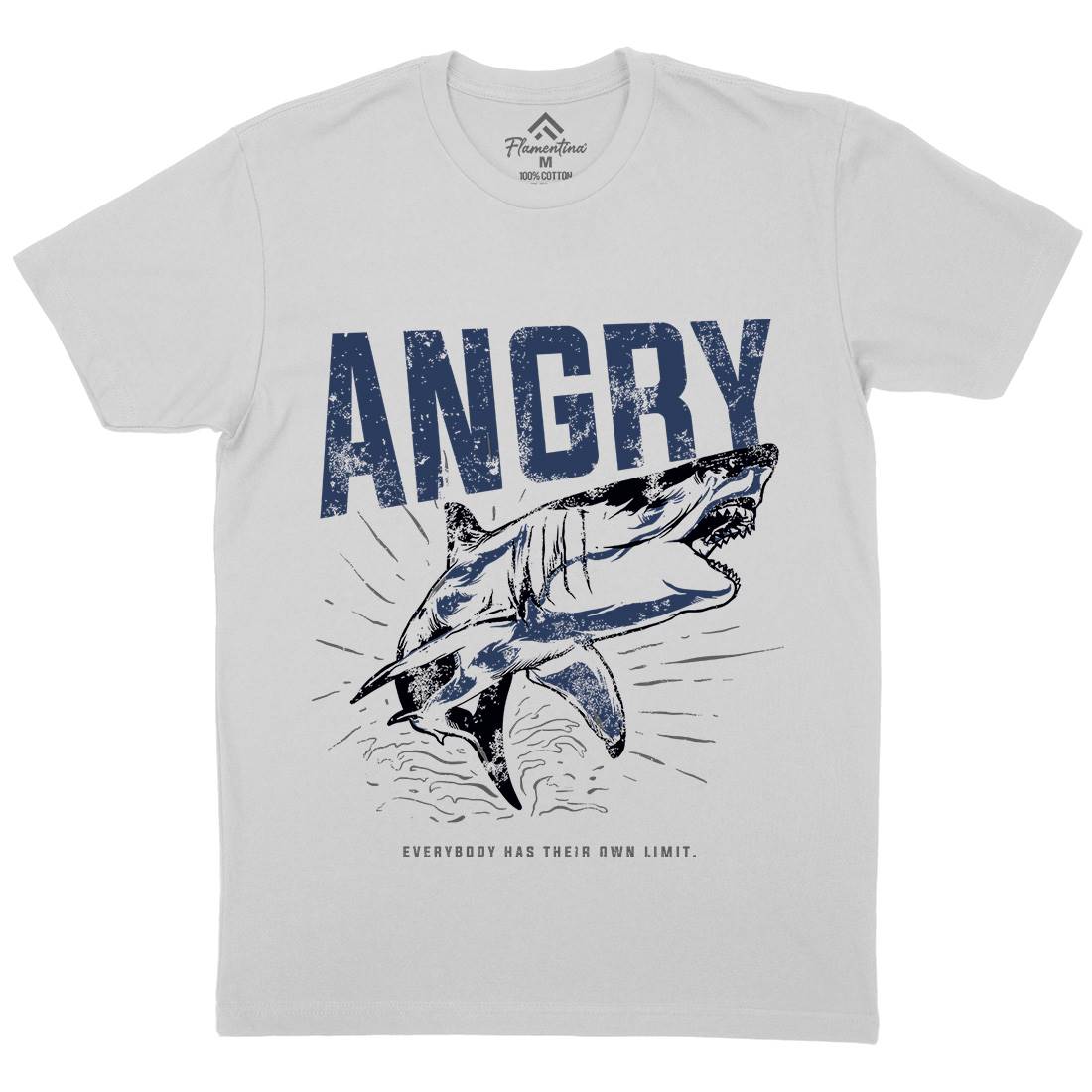 Angry Shark Mens Crew Neck T-Shirt Fishing B679