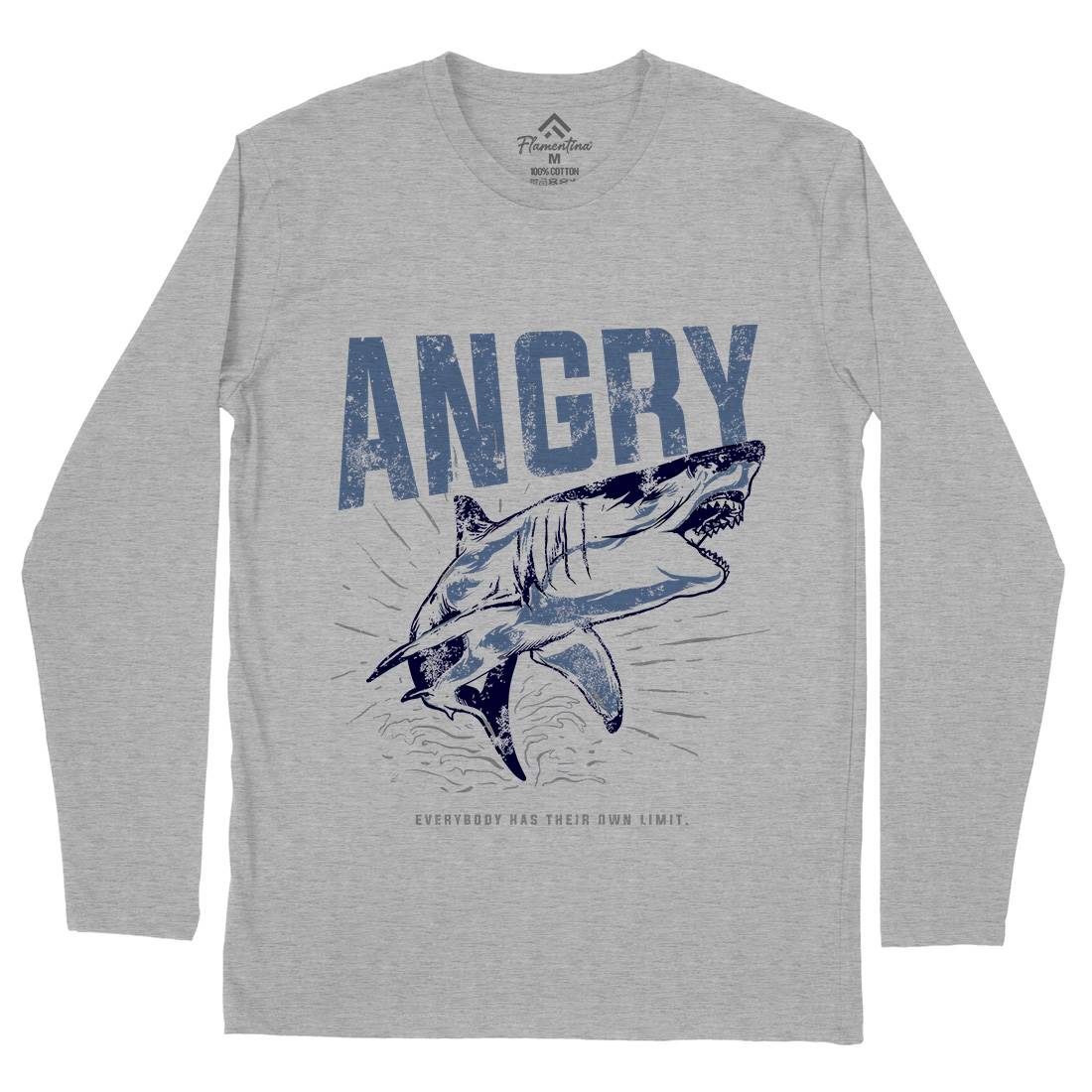 Angry Shark Mens Long Sleeve T-Shirt Fishing B679