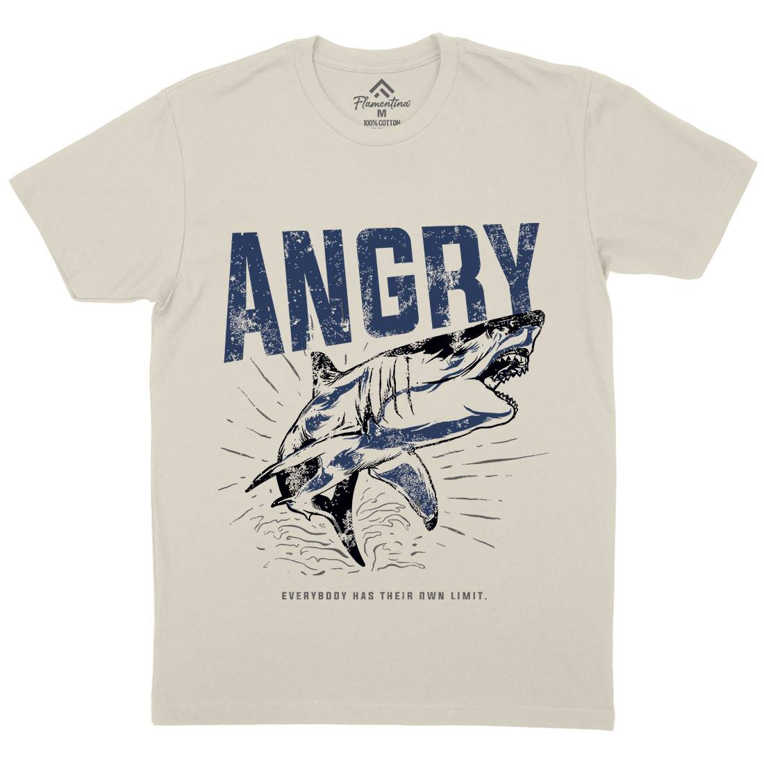 Angry Shark Mens Organic Crew Neck T-Shirt Fishing B679
