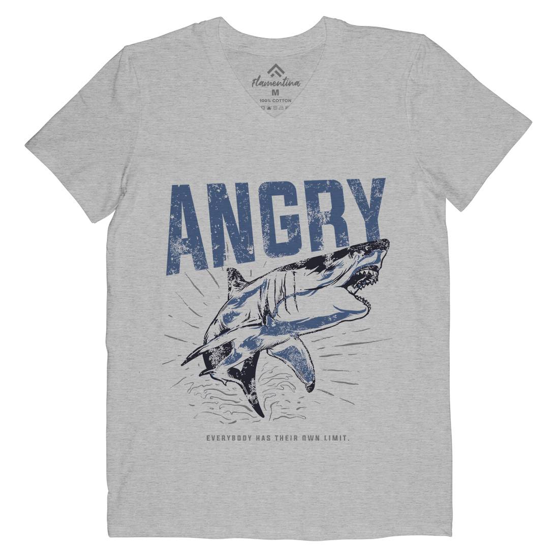Angry Shark Mens V-Neck T-Shirt Fishing B679