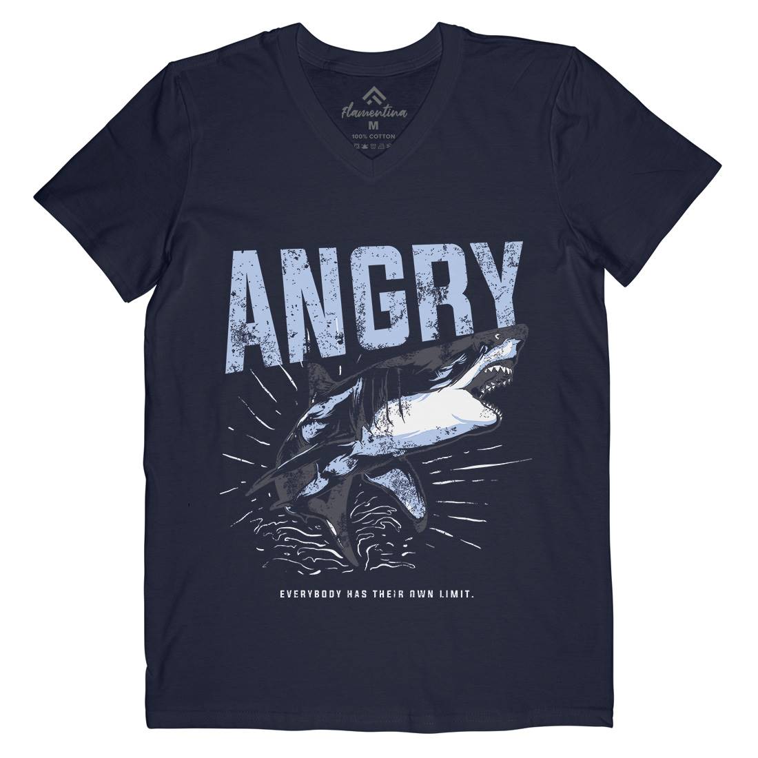 Angry Shark Mens V-Neck T-Shirt Fishing B679