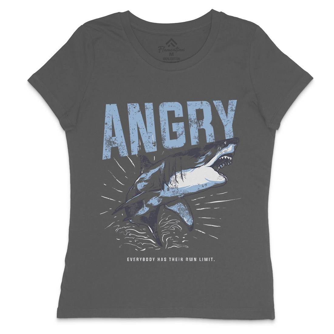 Angry Shark Womens Crew Neck T-Shirt Fishing B679