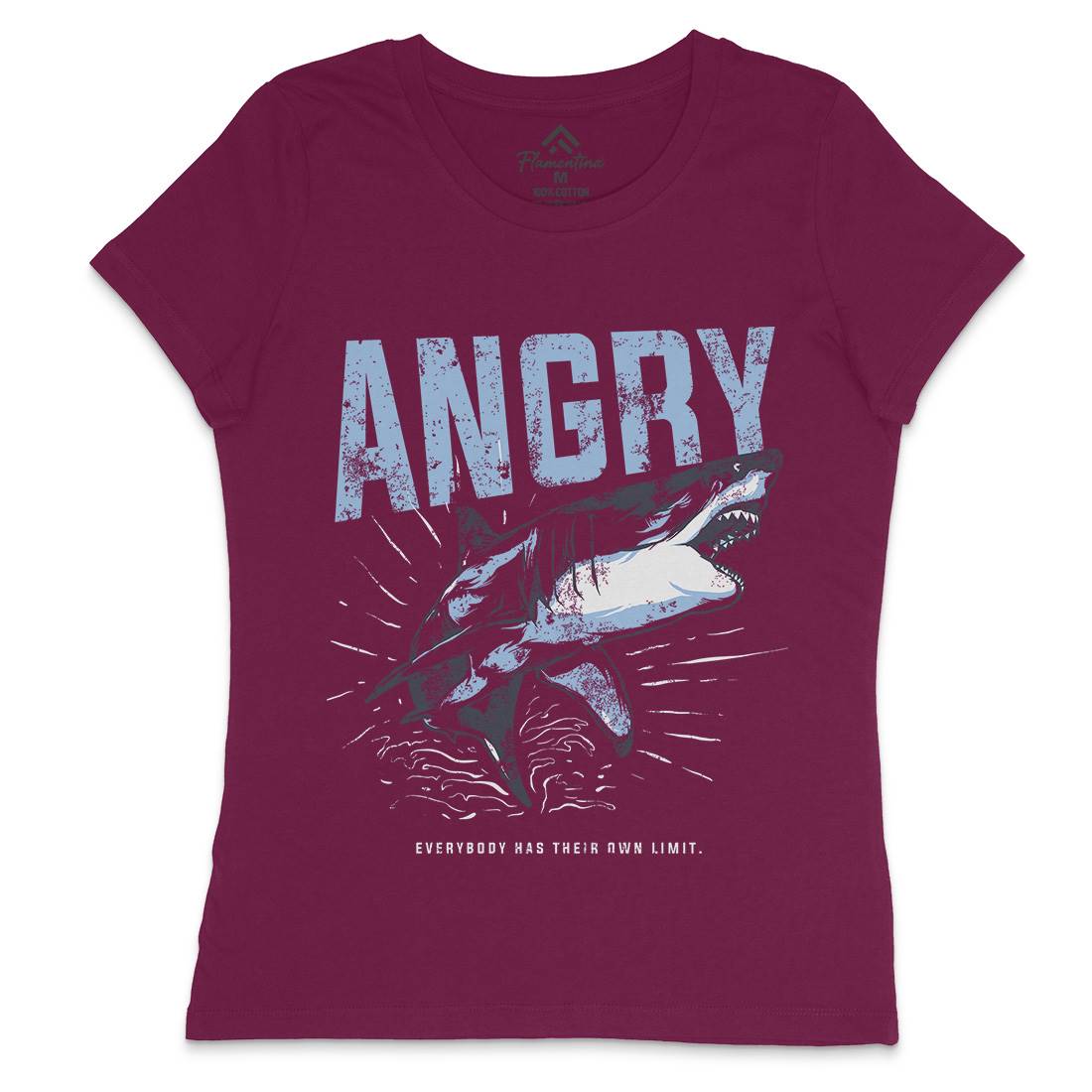 Angry Shark Womens Crew Neck T-Shirt Fishing B679