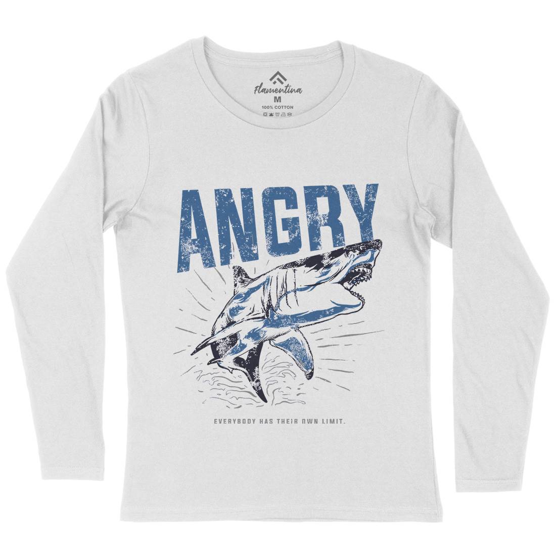Angry Shark Womens Long Sleeve T-Shirt Fishing B679