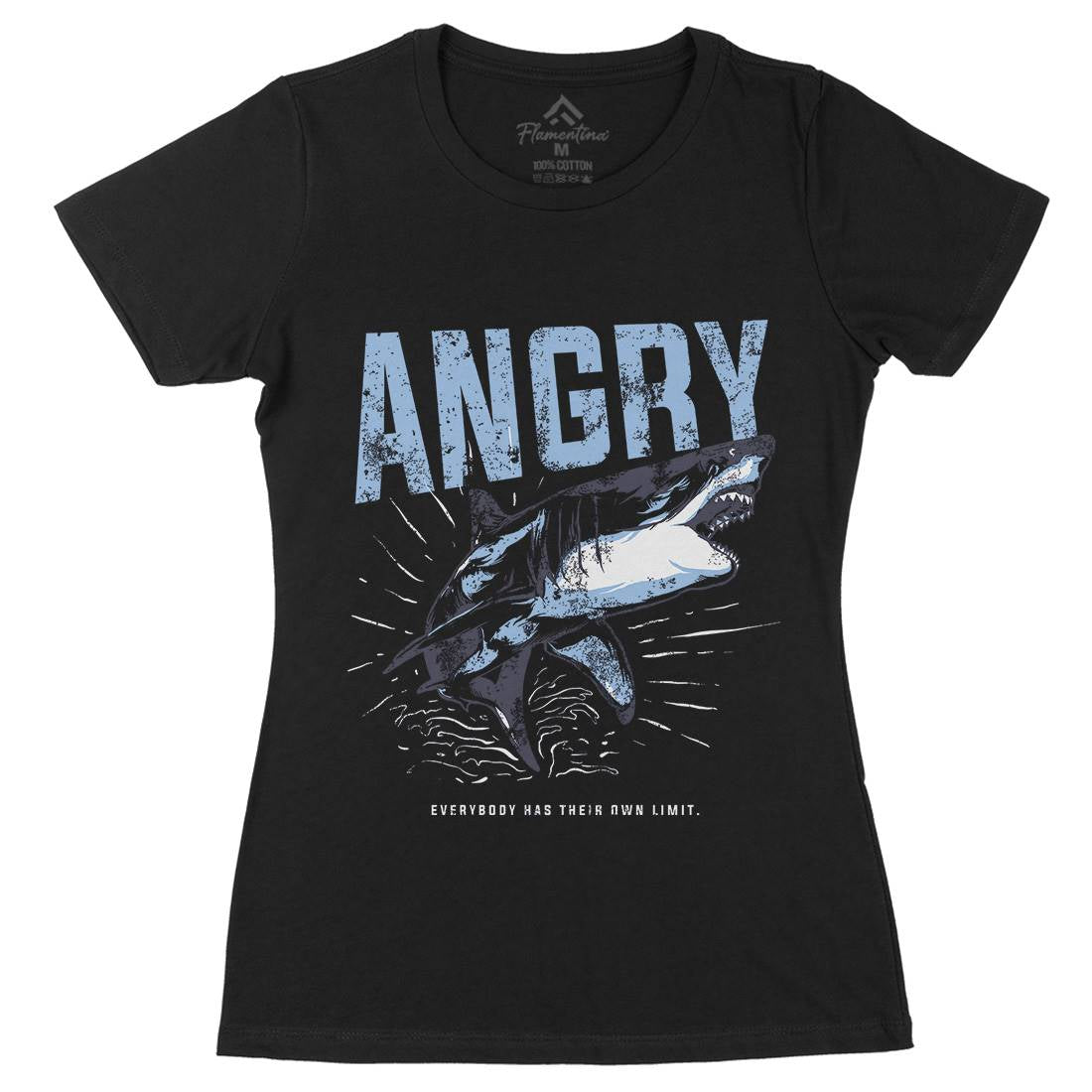 Angry Shark Womens Organic Crew Neck T-Shirt Fishing B679