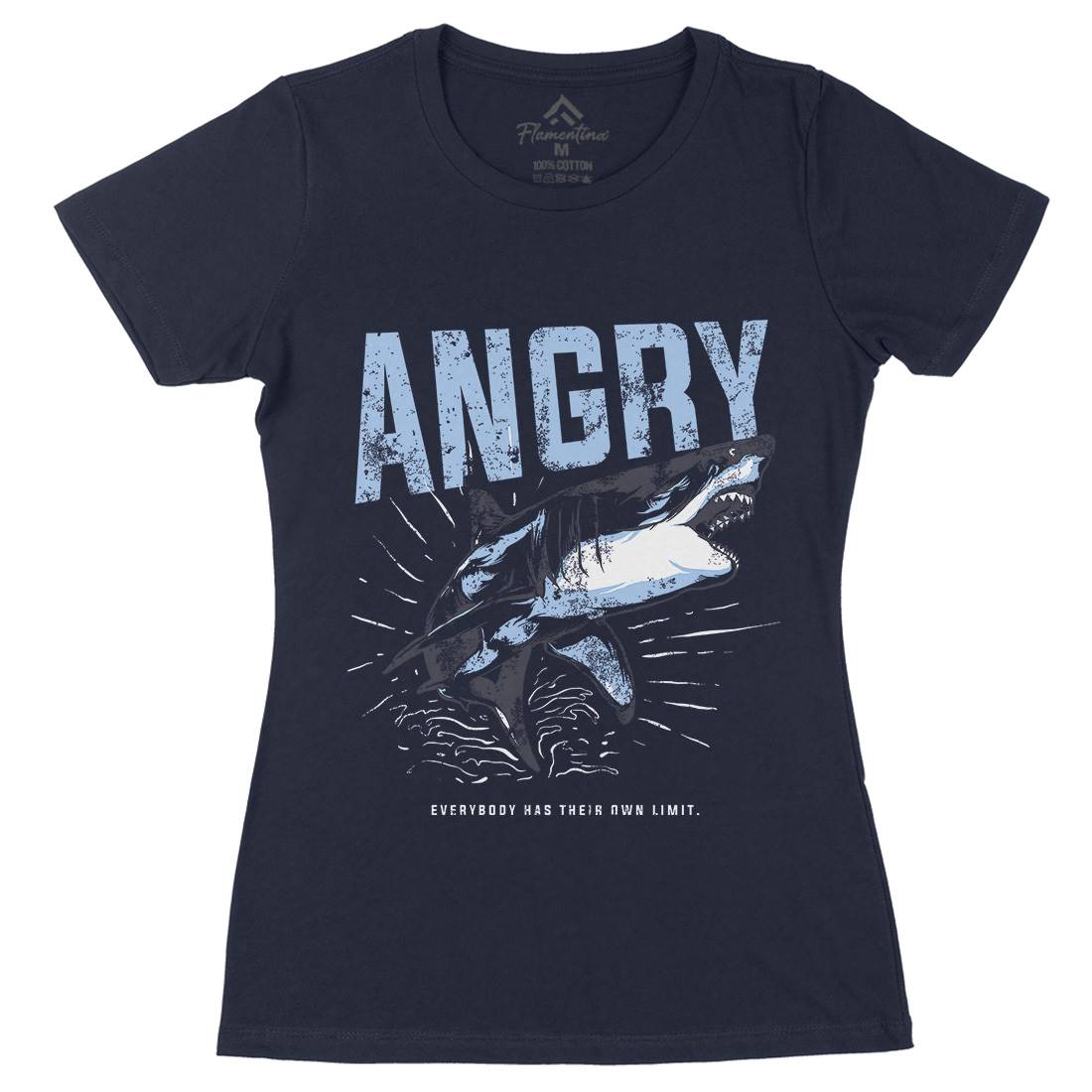 Angry Shark Womens Organic Crew Neck T-Shirt Fishing B679