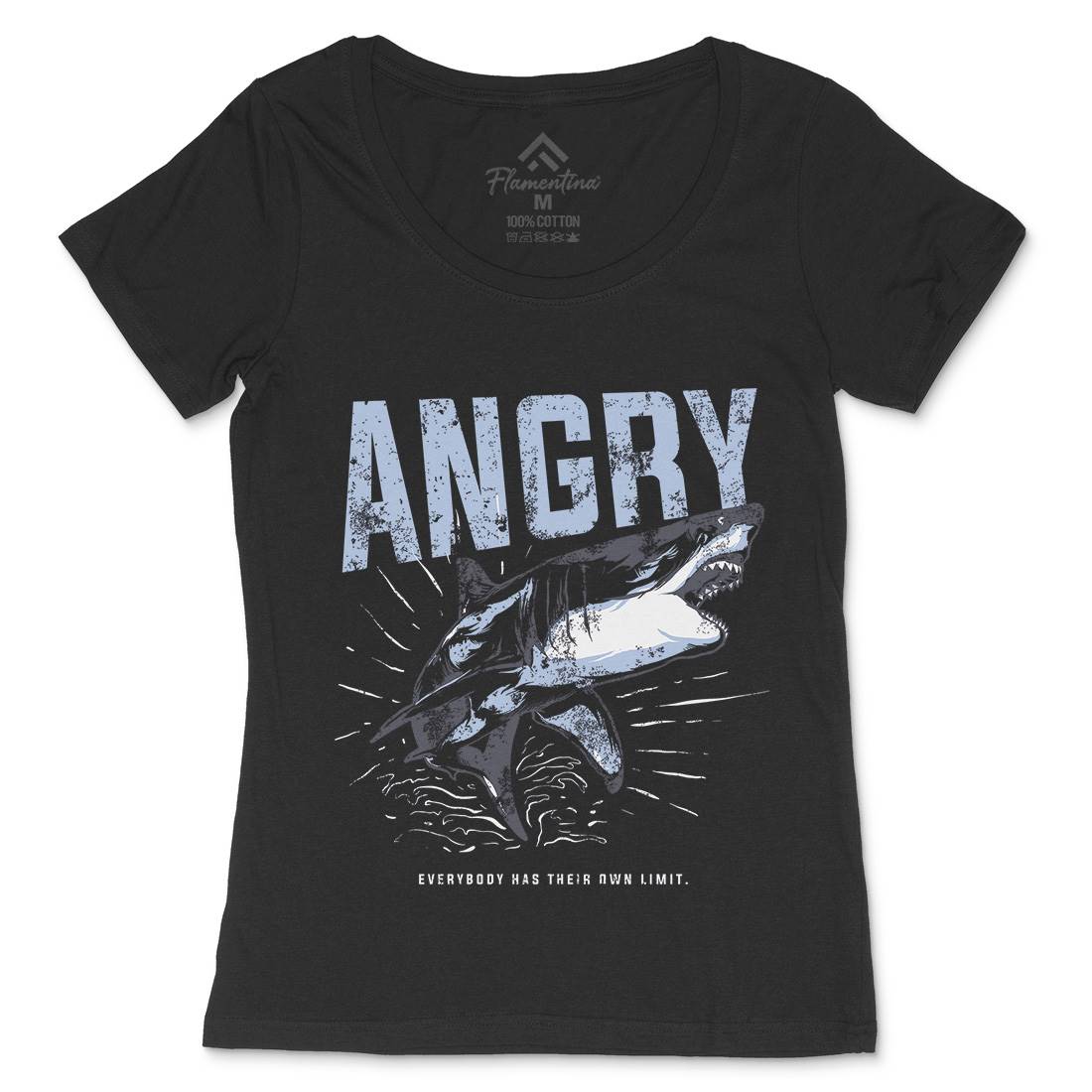 Angry Shark Womens Scoop Neck T-Shirt Fishing B679