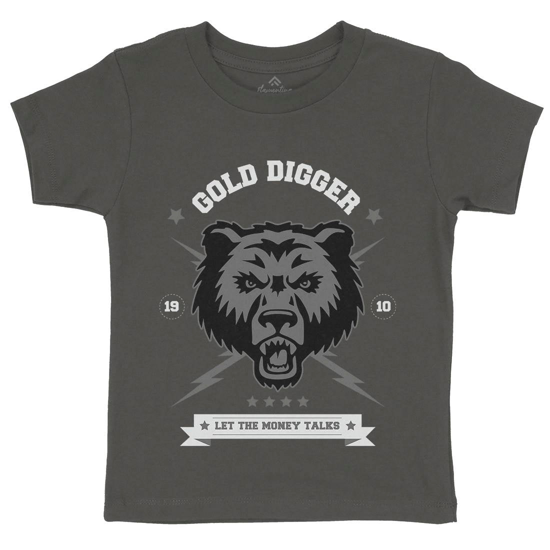 Bear Gold Kids Organic Crew Neck T-Shirt Animals B680