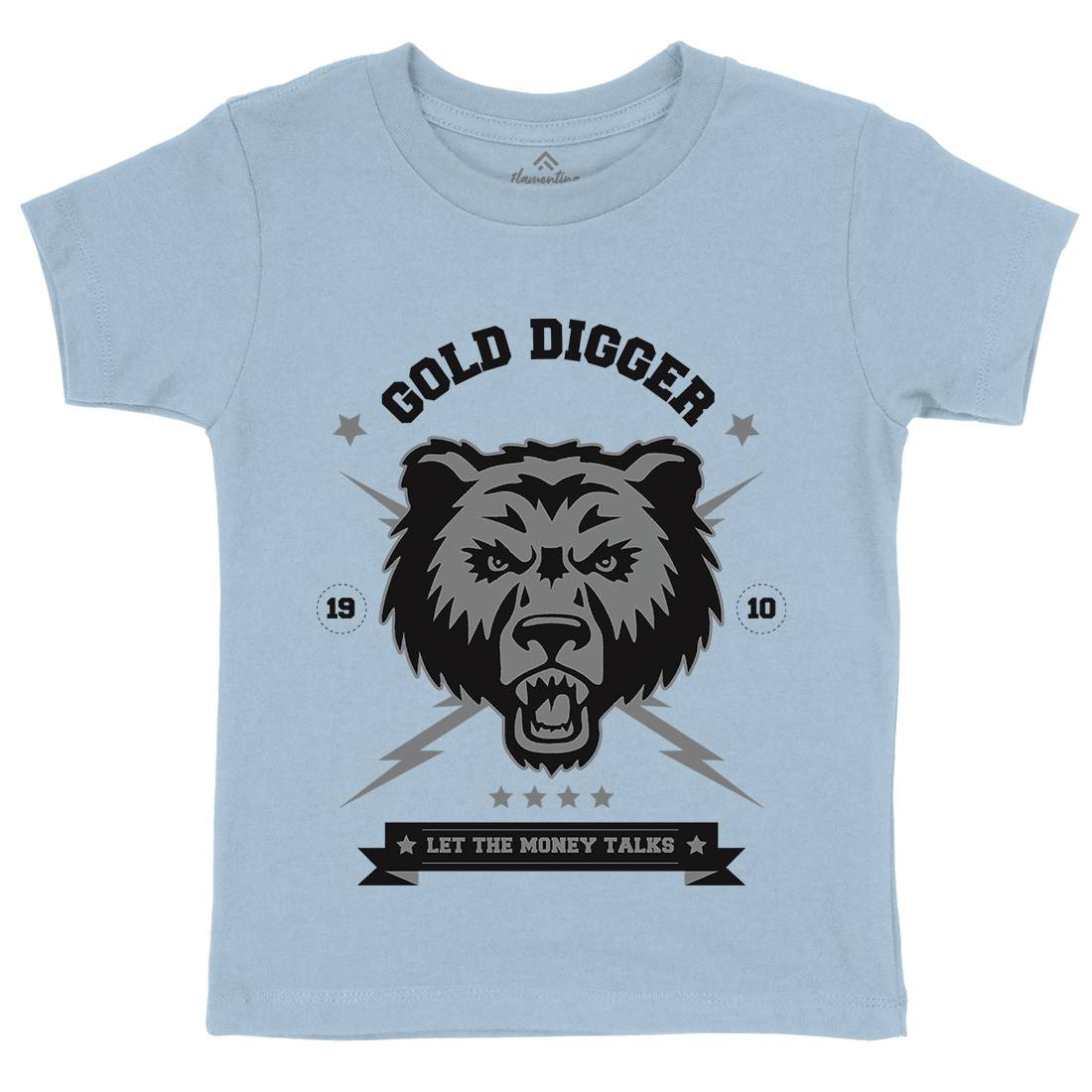 Bear Gold Kids Crew Neck T-Shirt Animals B680