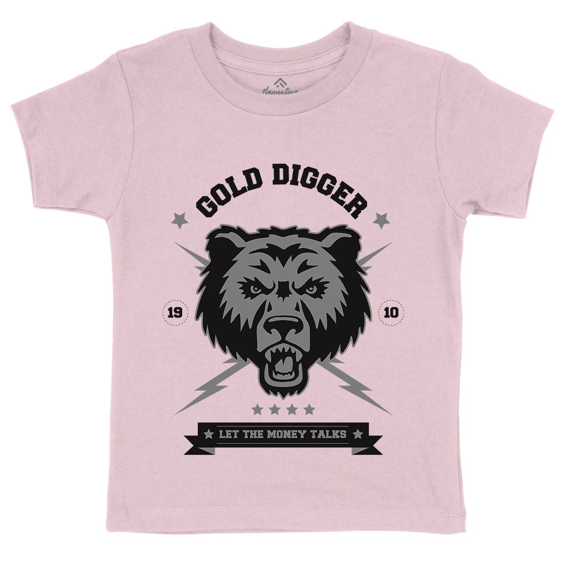 Bear Gold Kids Crew Neck T-Shirt Animals B680