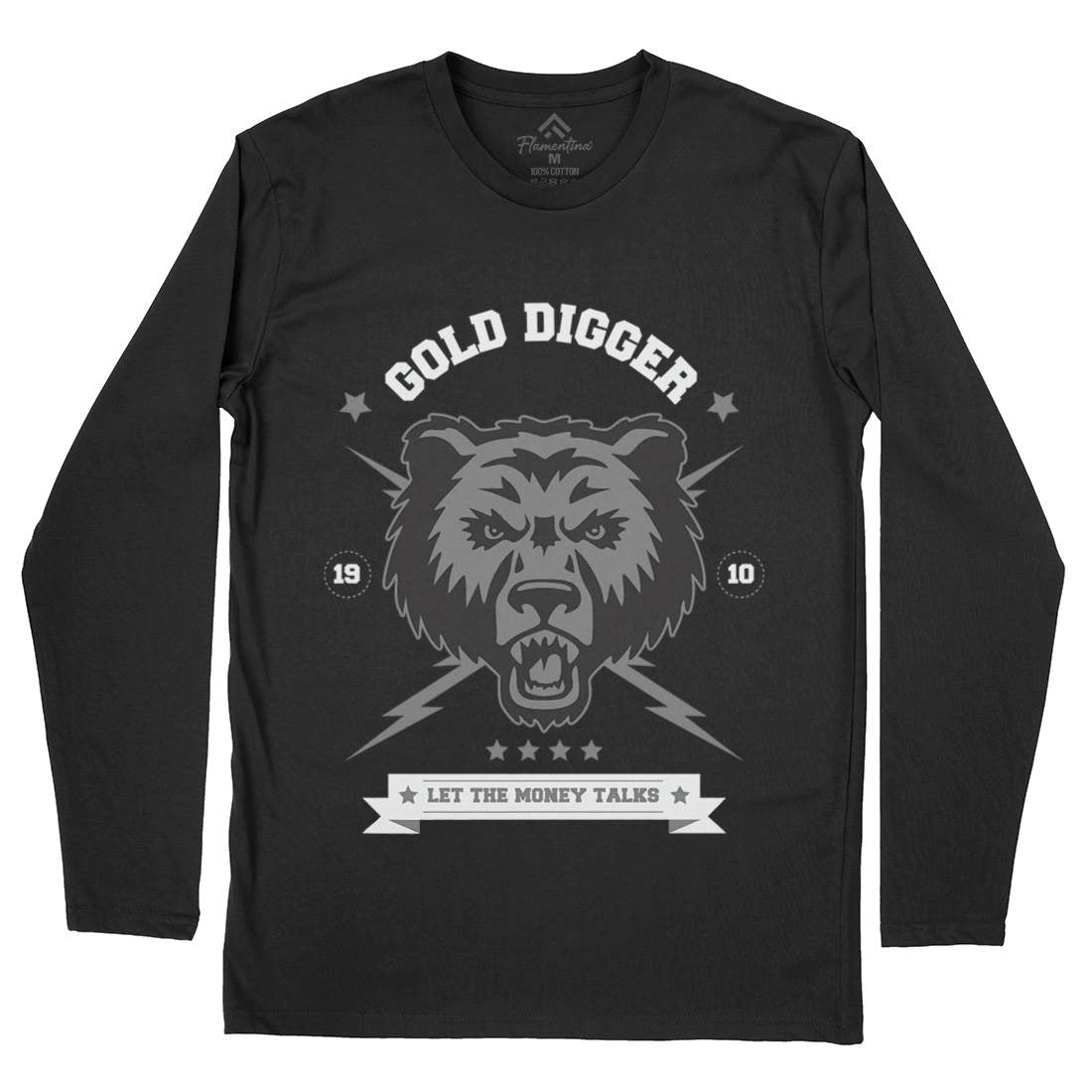 Bear Gold Mens Long Sleeve T-Shirt Animals B680
