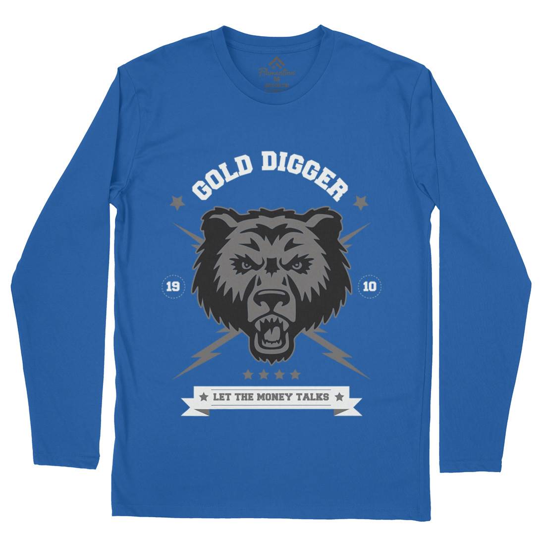 Bear Gold Mens Long Sleeve T-Shirt Animals B680