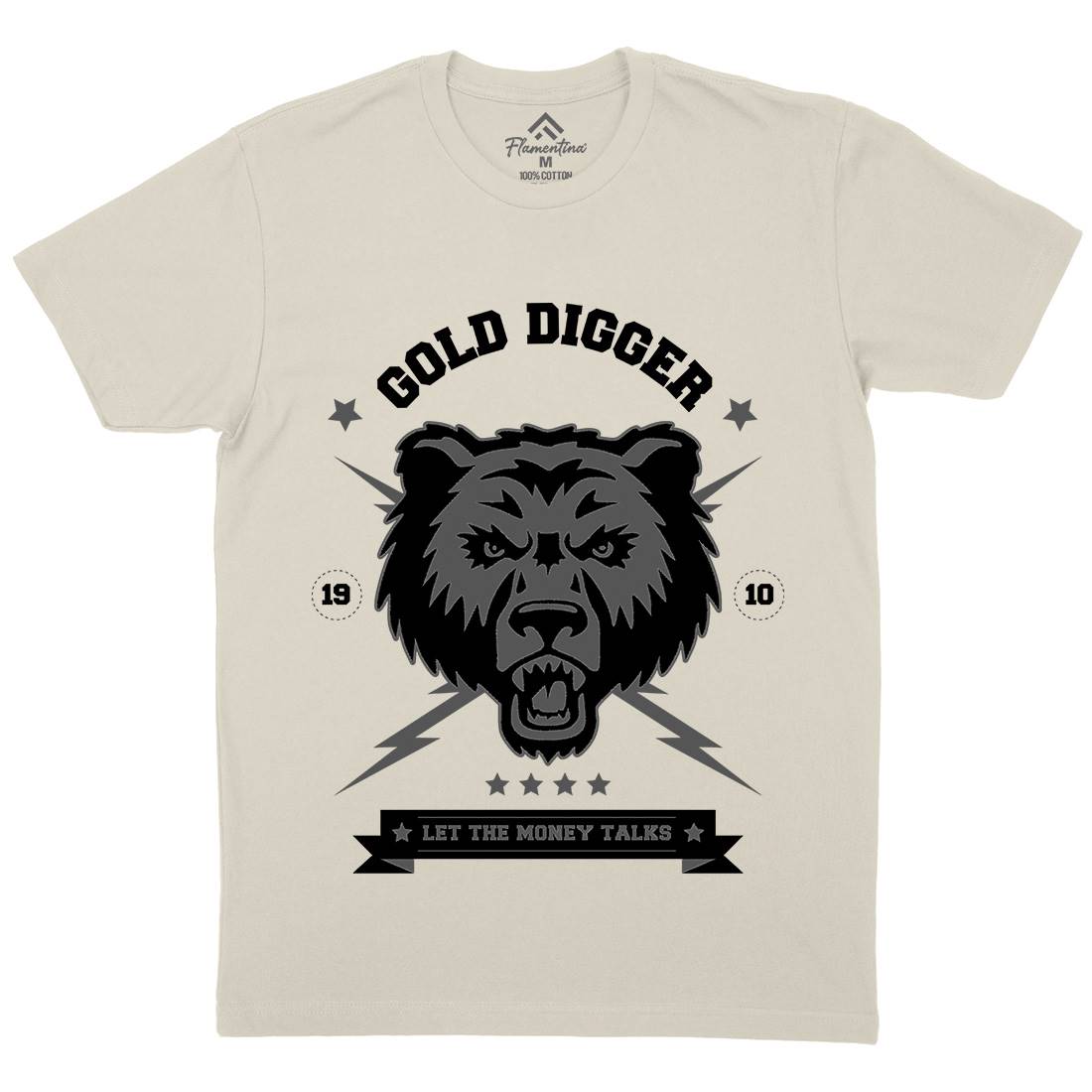 Bear Gold Mens Organic Crew Neck T-Shirt Animals B680