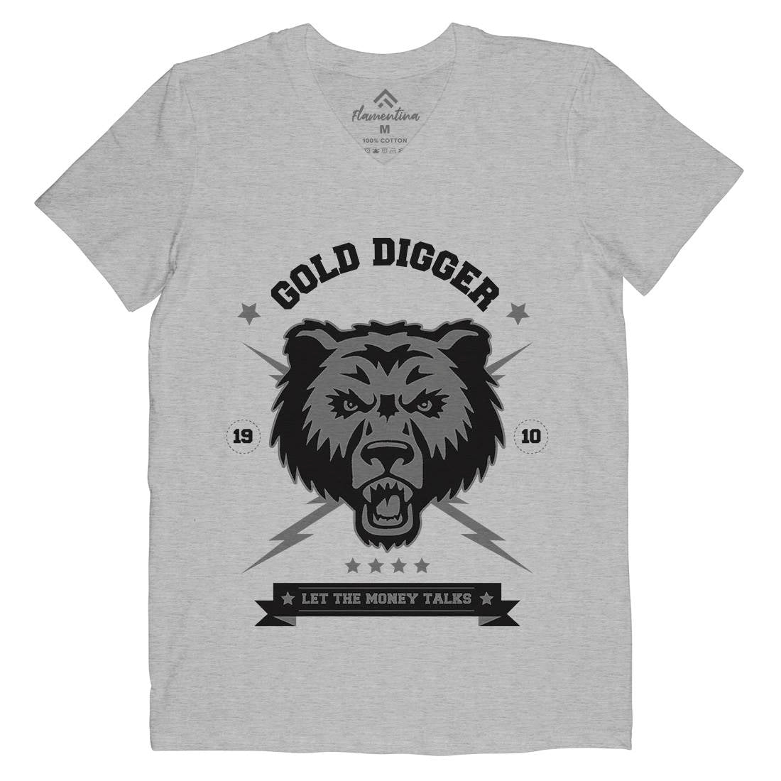 Bear Gold Mens Organic V-Neck T-Shirt Animals B680