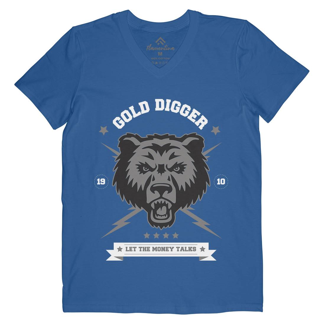 Bear Gold Mens V-Neck T-Shirt Animals B680