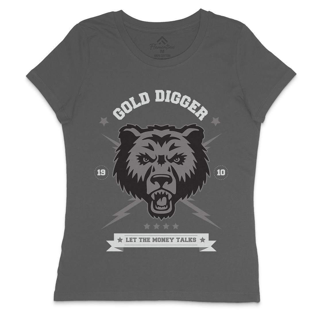 Bear Gold Womens Crew Neck T-Shirt Animals B680