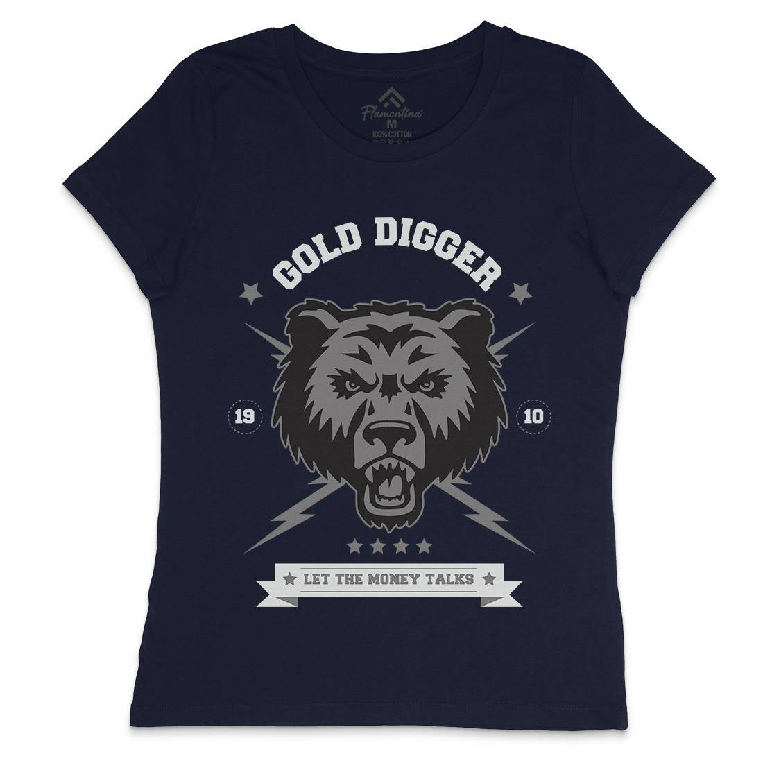 Bear Gold Womens Crew Neck T-Shirt Animals B680