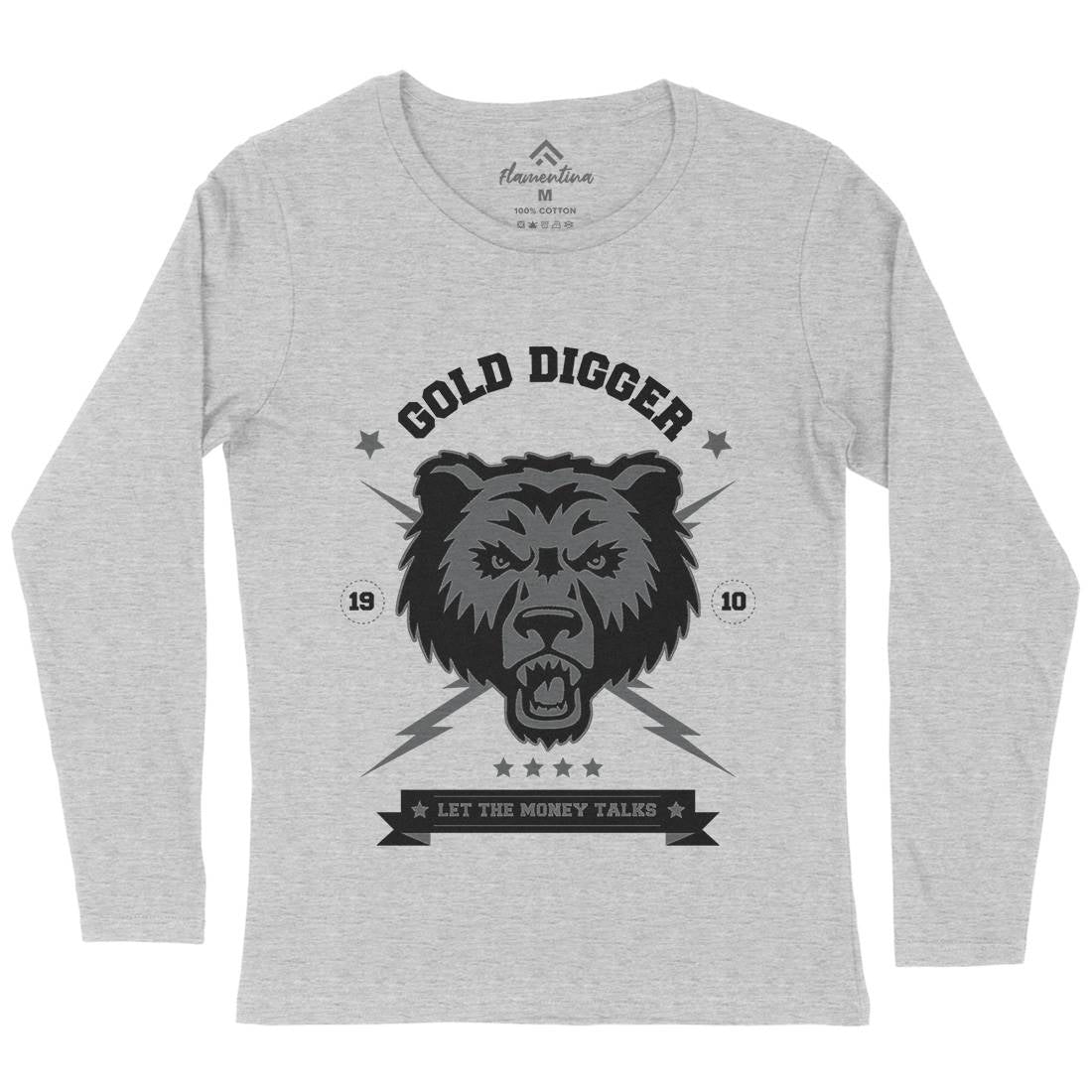 Bear Gold Womens Long Sleeve T-Shirt Animals B680