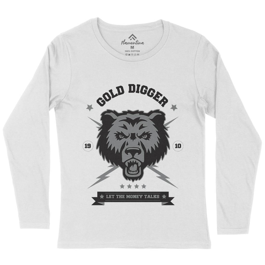 Bear Gold Womens Long Sleeve T-Shirt Animals B680