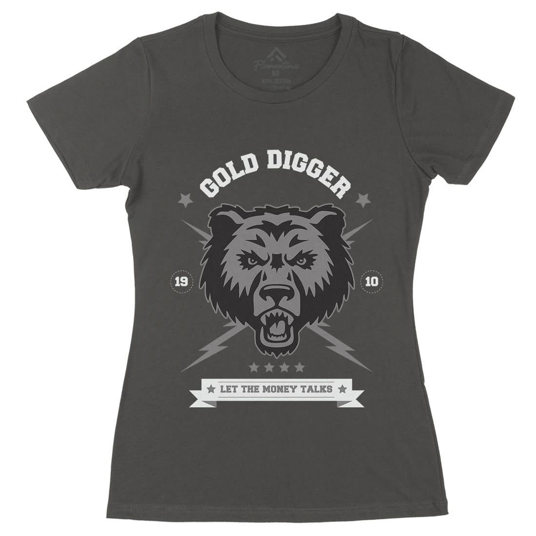 Bear Gold Womens Organic Crew Neck T-Shirt Animals B680