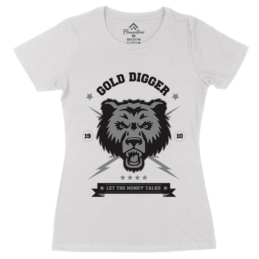 Bear Gold Womens Organic Crew Neck T-Shirt Animals B680