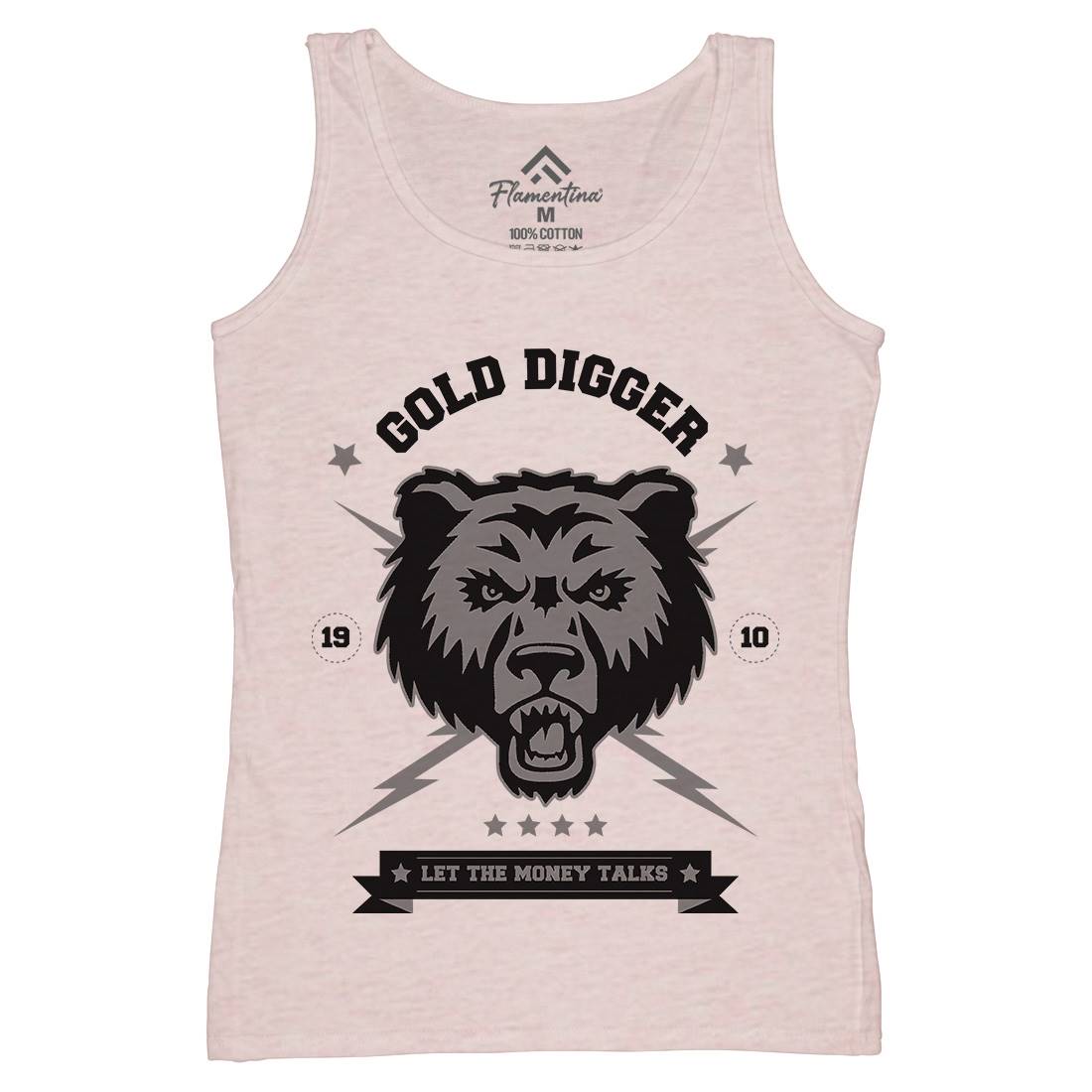 Bear Gold Womens Organic Tank Top Vest Animals B680