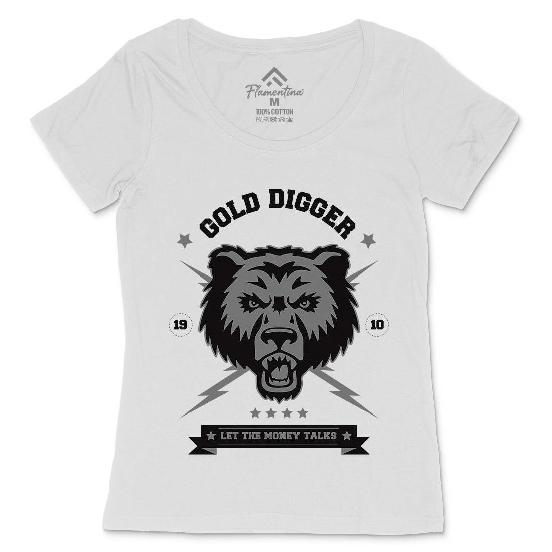 Bear Gold Womens Scoop Neck T-Shirt Animals B680