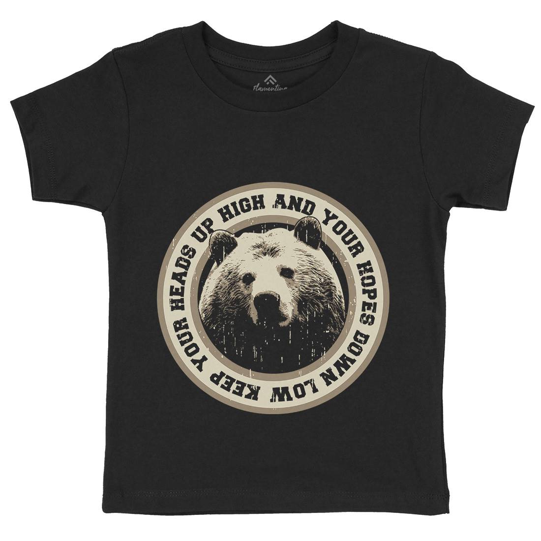 Bear Heads Up Kids Organic Crew Neck T-Shirt Animals B681