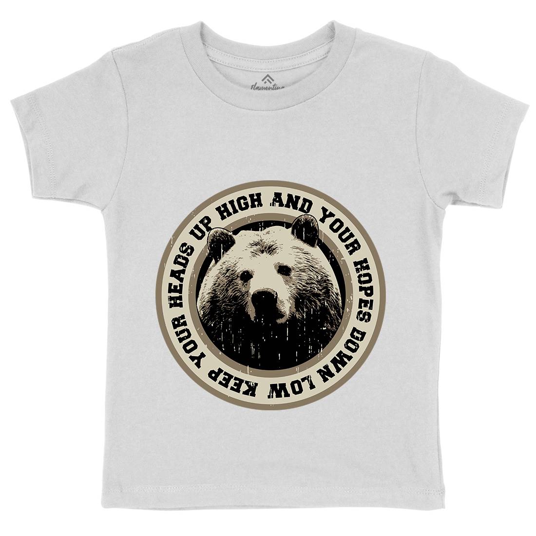 Bear Heads Up Kids Organic Crew Neck T-Shirt Animals B681