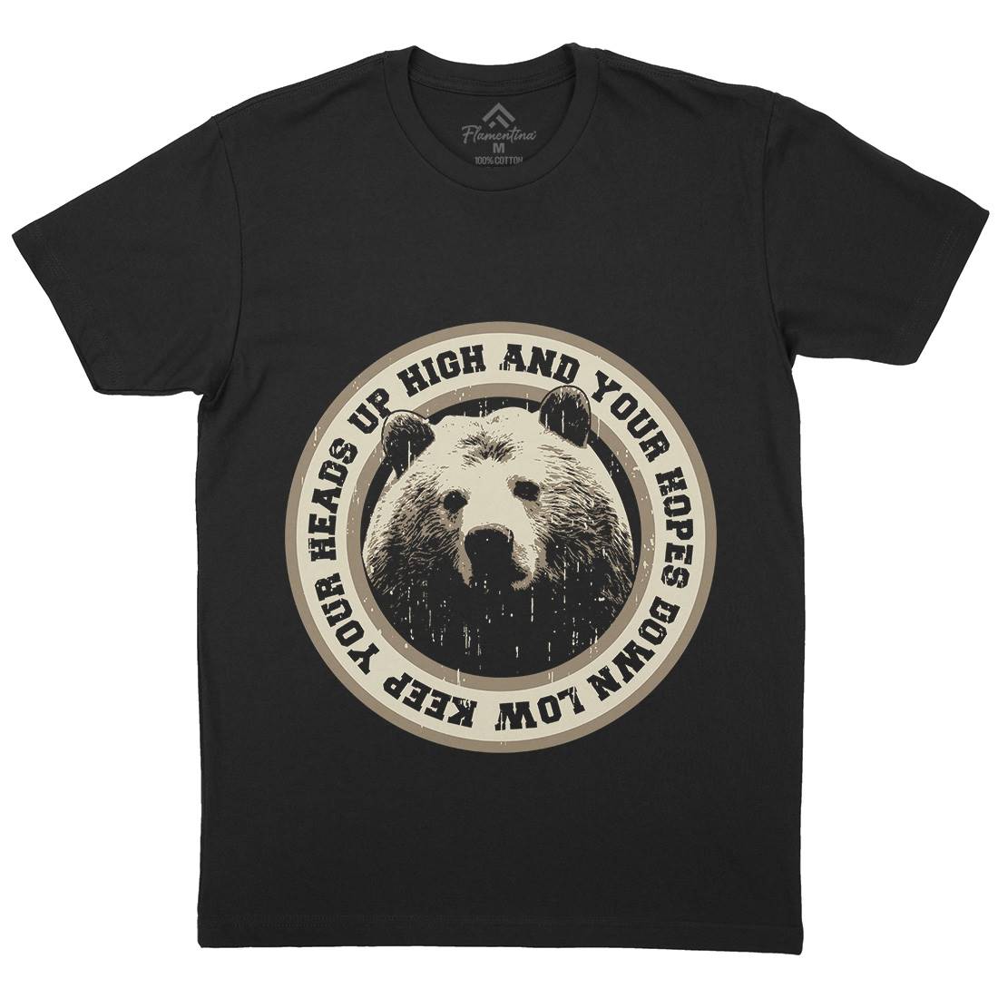 Bear Heads Up Mens Crew Neck T-Shirt Animals B681