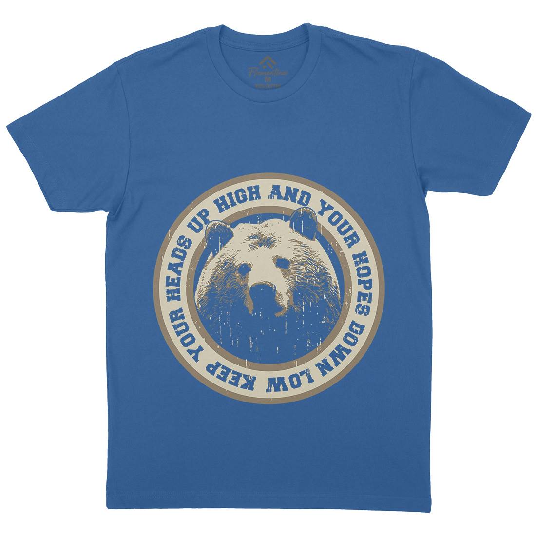 Bear Heads Up Mens Organic Crew Neck T-Shirt Animals B681