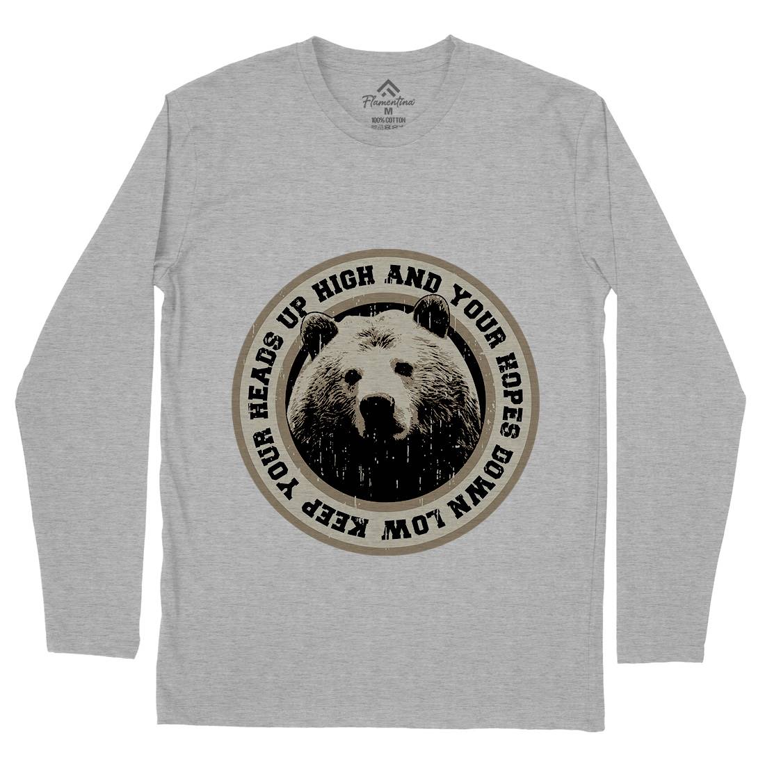 Bear Heads Up Mens Long Sleeve T-Shirt Animals B681