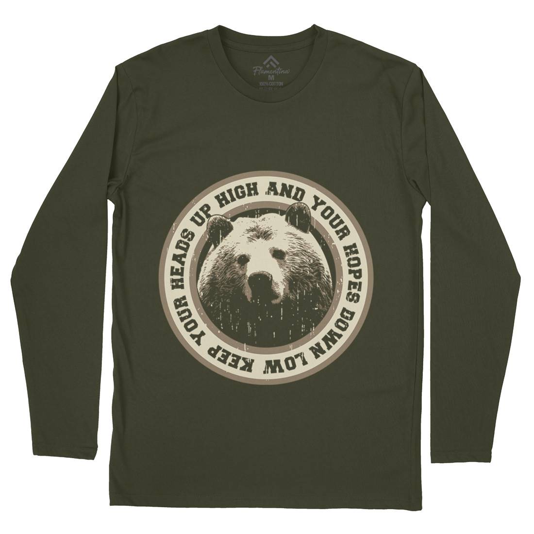 Bear Heads Up Mens Long Sleeve T-Shirt Animals B681
