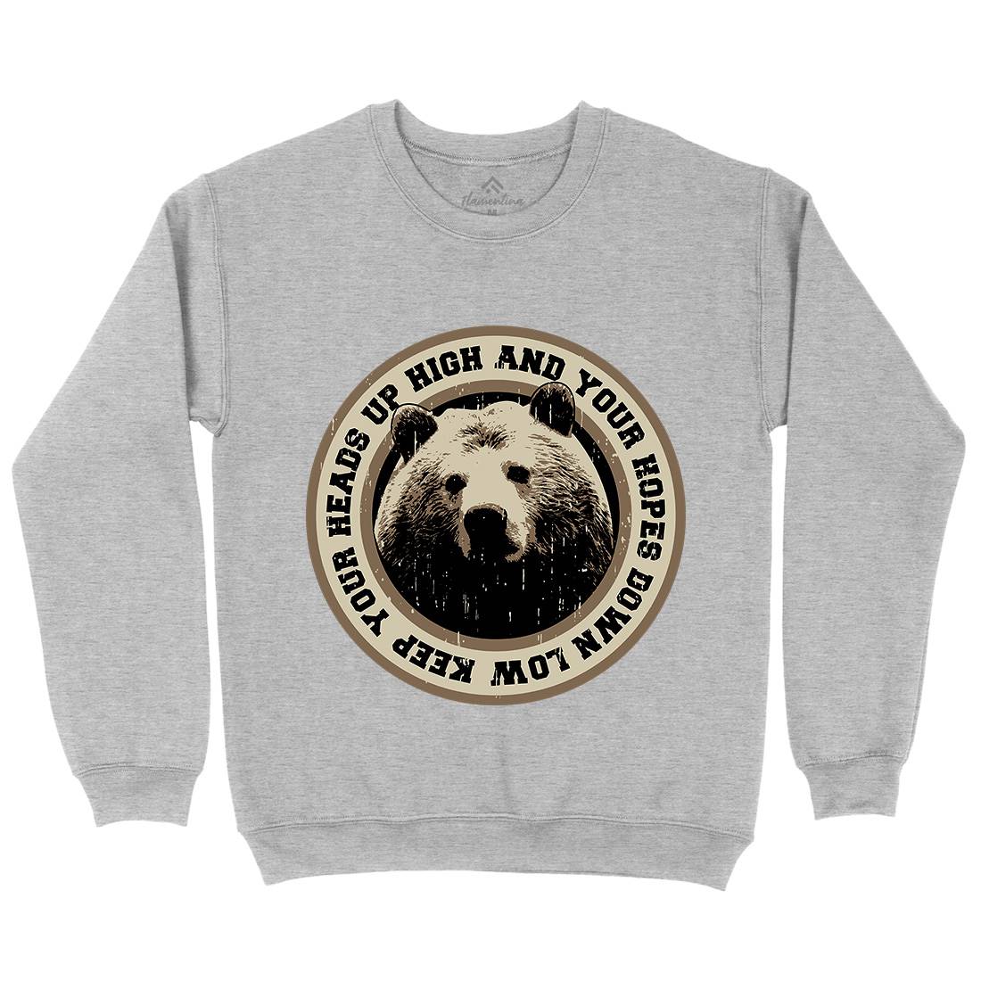 Bear Heads Up Mens Crew Neck Sweatshirt Animals B681
