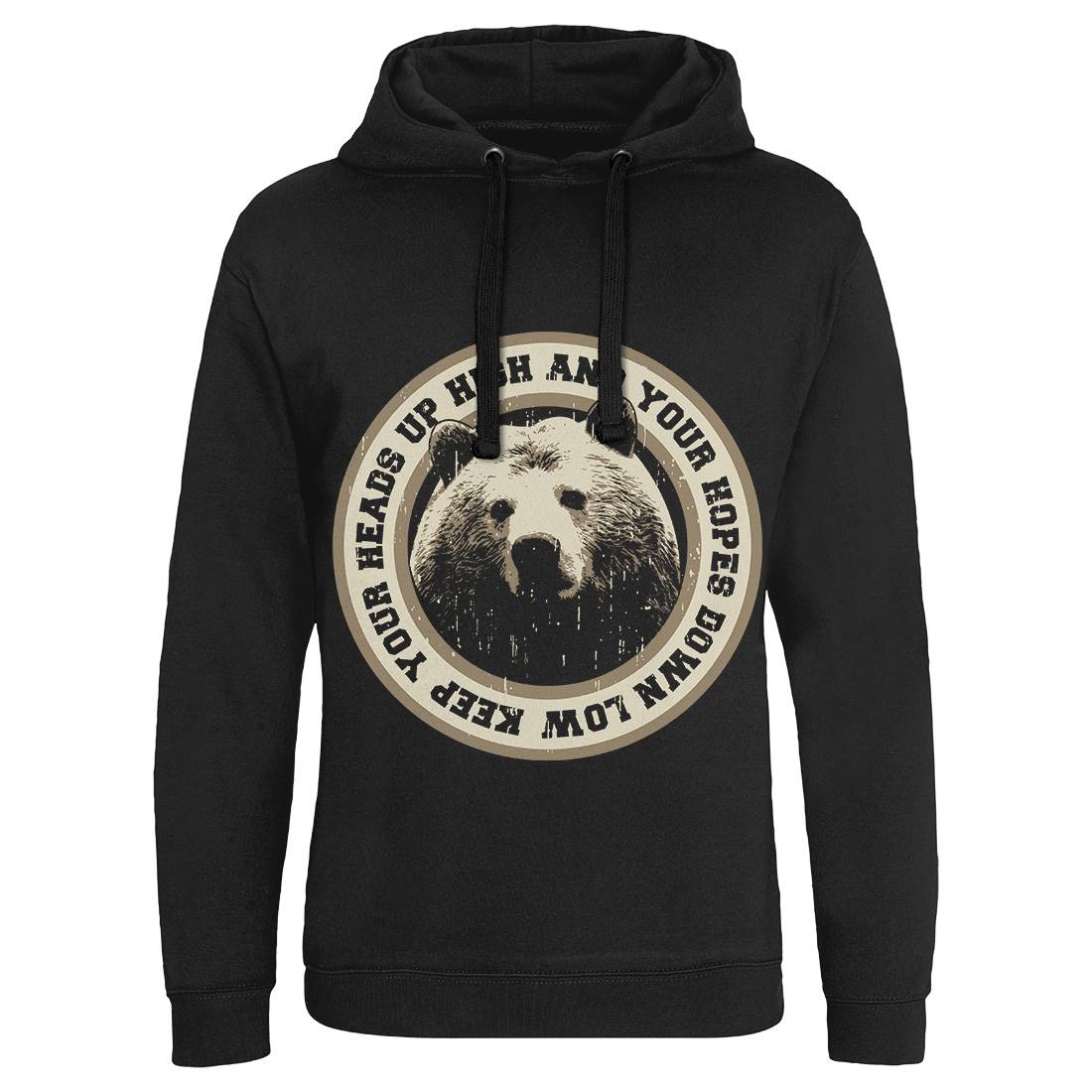 Bear Heads Up Mens Hoodie Without Pocket Animals B681