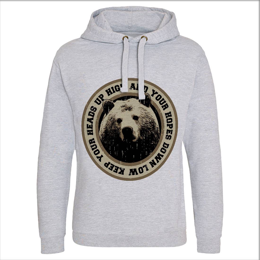 Bear Heads Up Mens Hoodie Without Pocket Animals B681