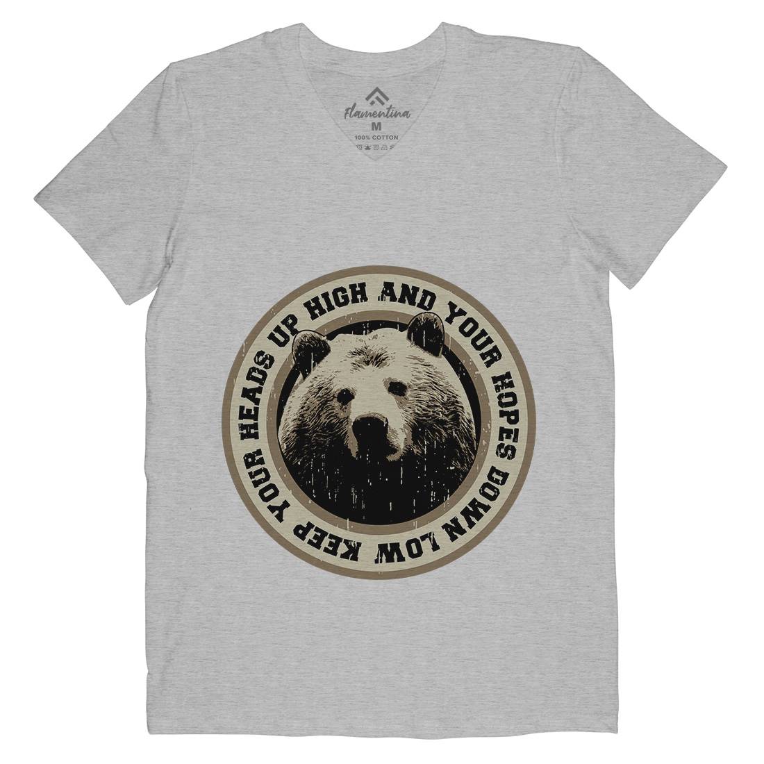Bear Heads Up Mens V-Neck T-Shirt Animals B681