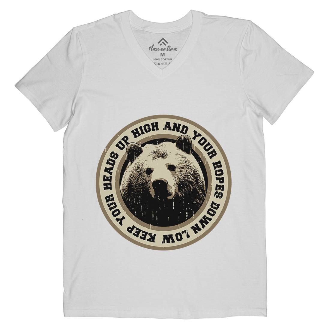 Bear Heads Up Mens V-Neck T-Shirt Animals B681