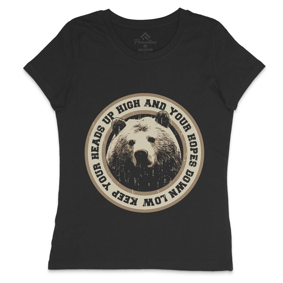 Bear Heads Up Womens Crew Neck T-Shirt Animals B681