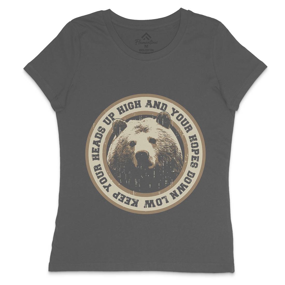 Bear Heads Up Womens Crew Neck T-Shirt Animals B681