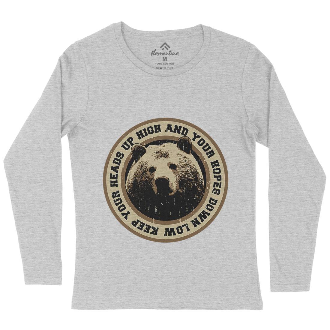 Bear Heads Up Womens Long Sleeve T-Shirt Animals B681