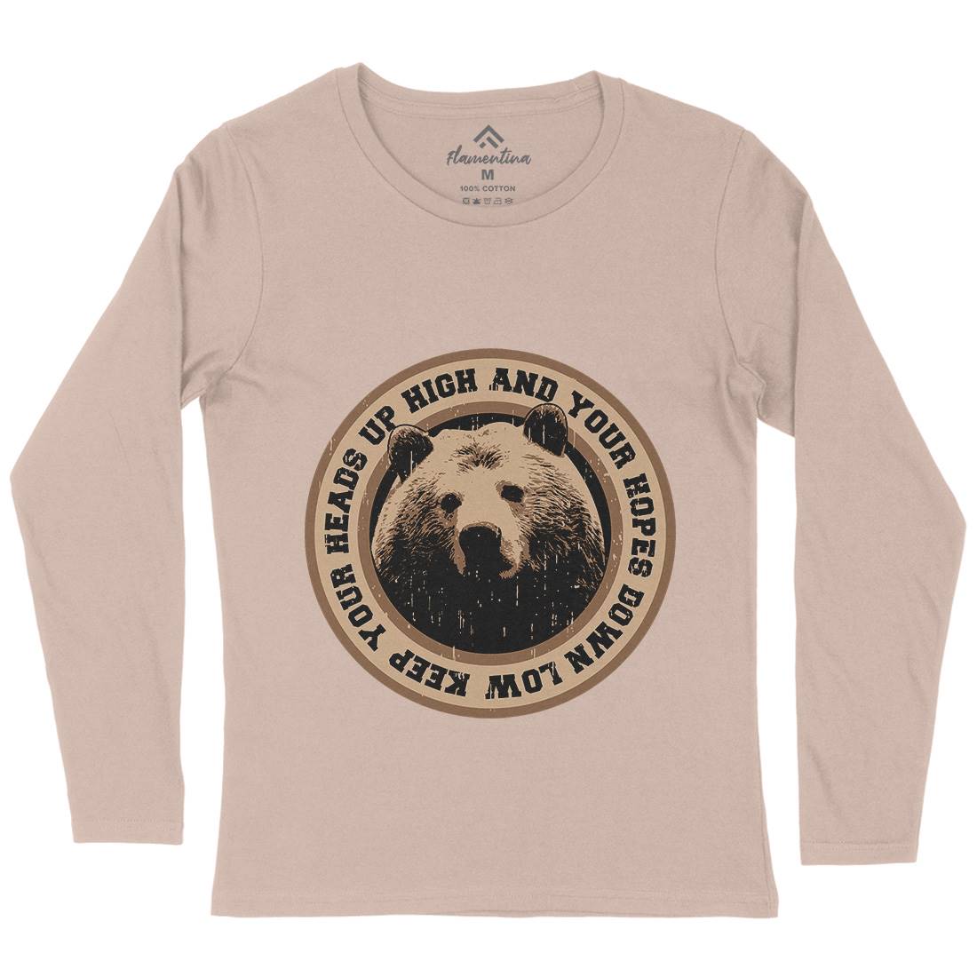 Bear Heads Up Womens Long Sleeve T-Shirt Animals B681