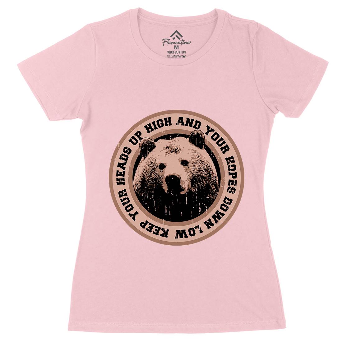 Bear Heads Up Womens Organic Crew Neck T-Shirt Animals B681