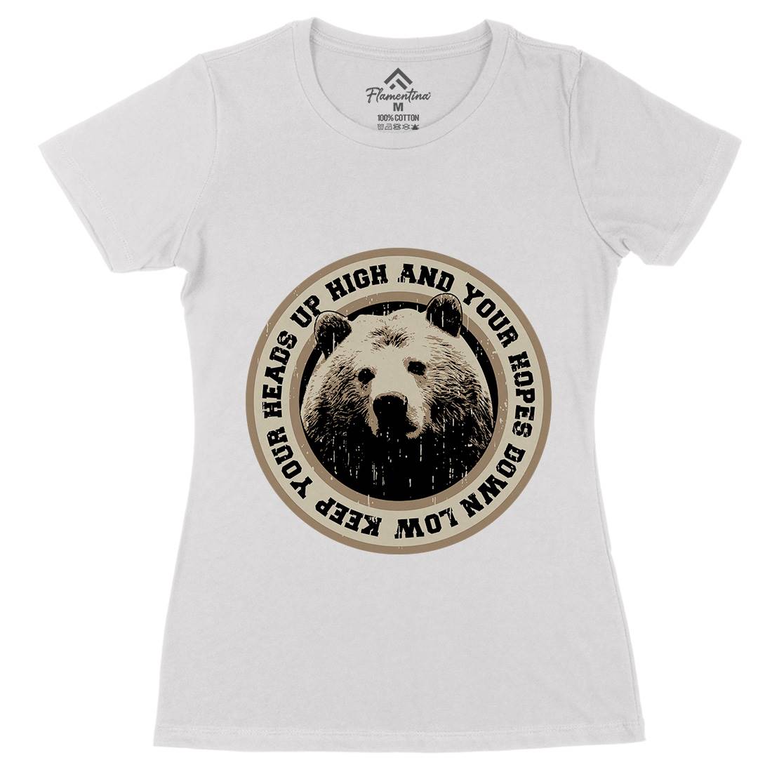 Bear Heads Up Womens Organic Crew Neck T-Shirt Animals B681