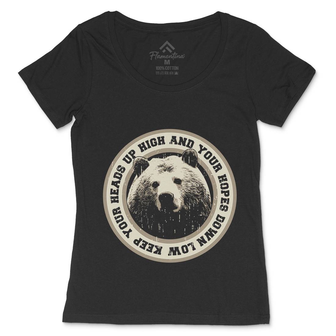Bear Heads Up Womens Scoop Neck T-Shirt Animals B681