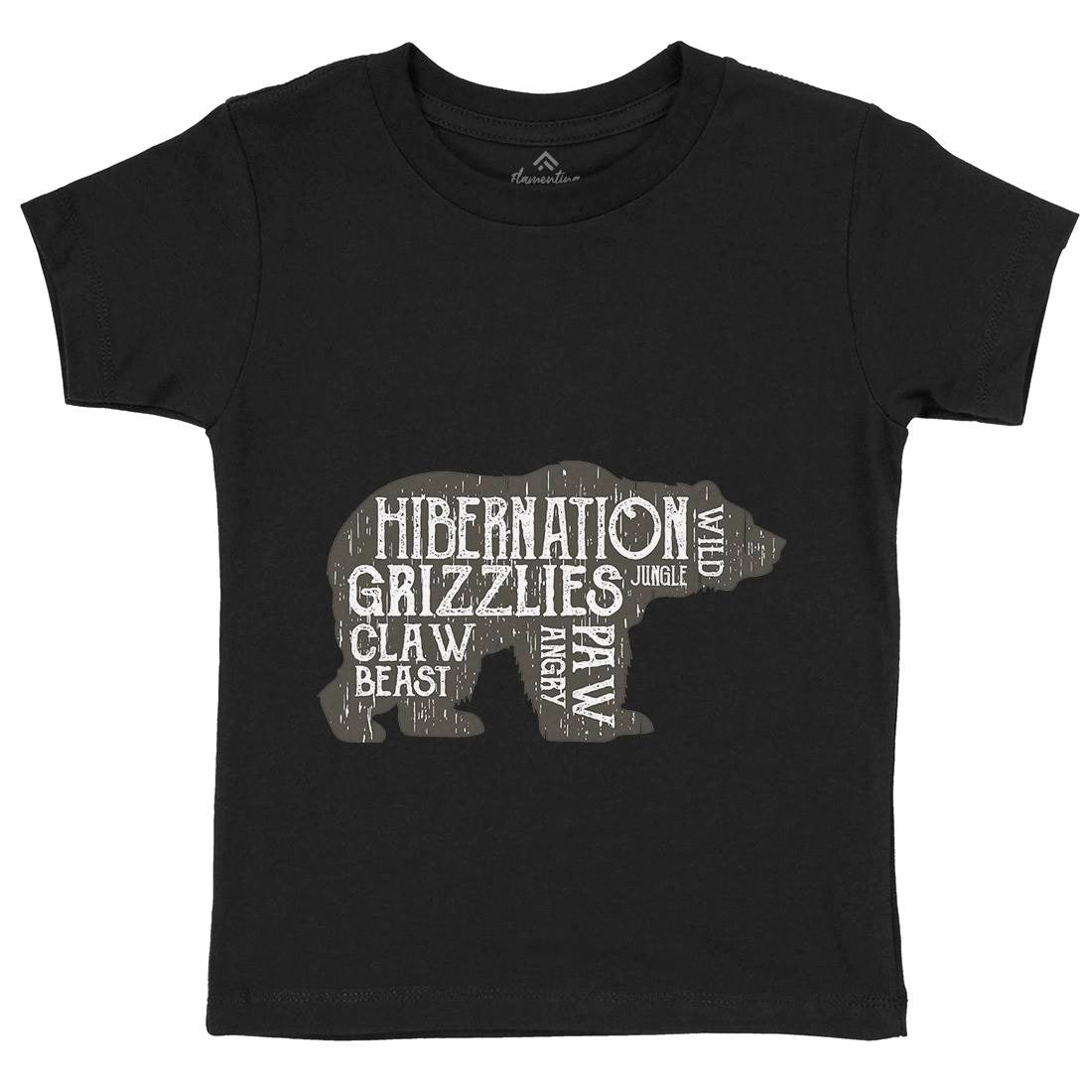 Bear Hibernation Kids Organic Crew Neck T-Shirt Animals B682