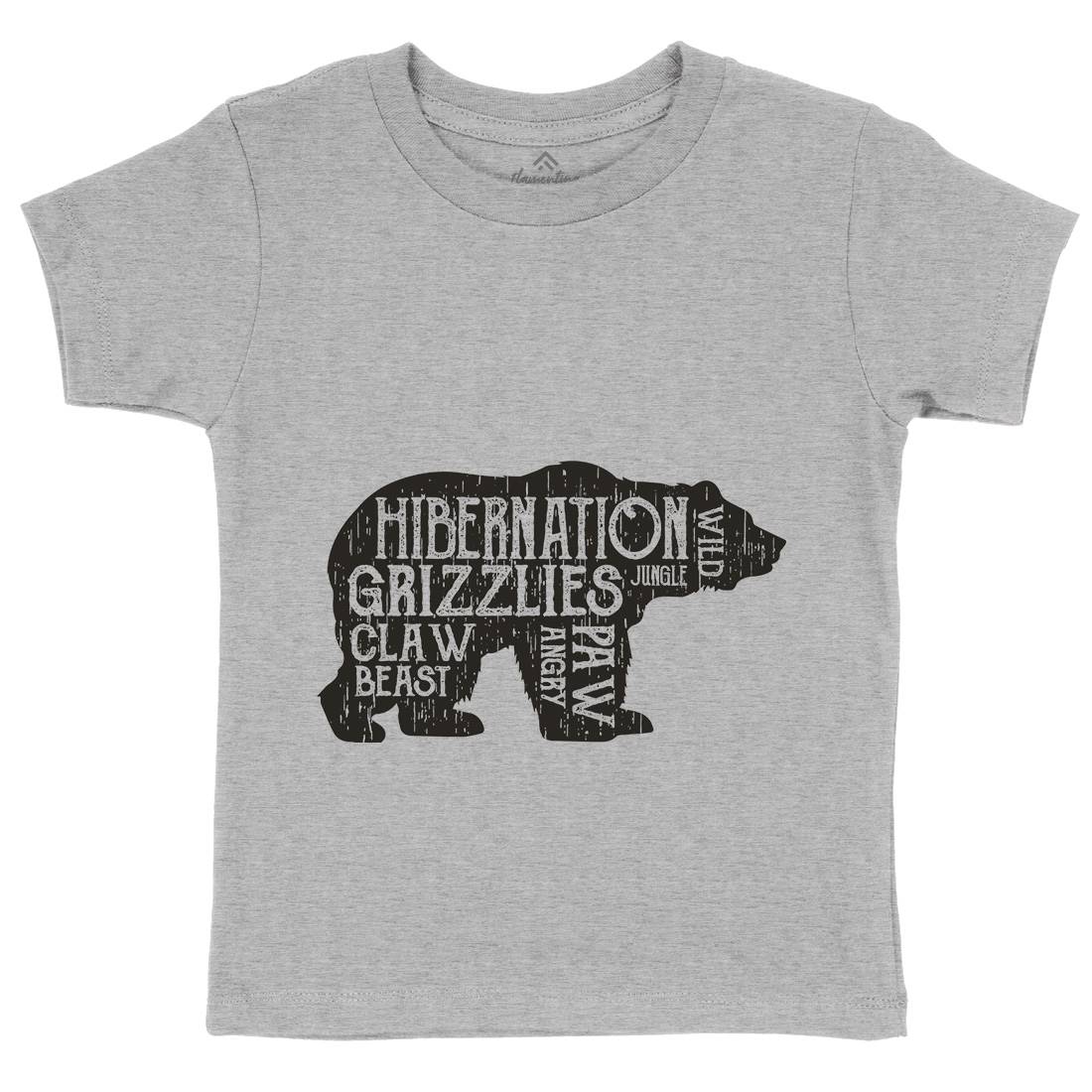 Bear Hibernation Kids Organic Crew Neck T-Shirt Animals B682