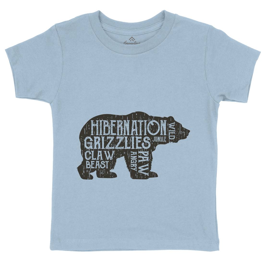 Bear Hibernation Kids Crew Neck T-Shirt Animals B682